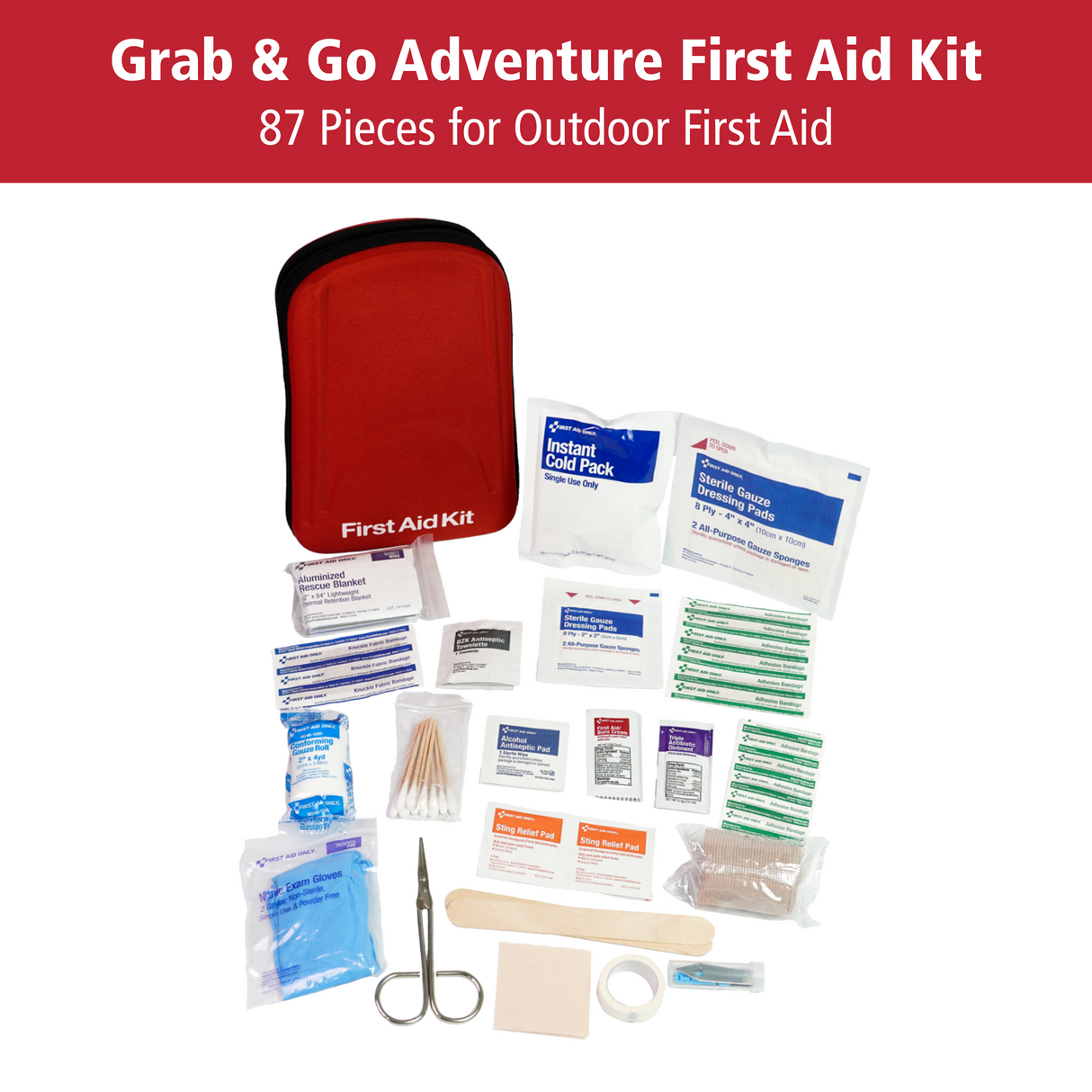 Pac-Kit 87 Piece Grab & Go Adventure First Aid Kit - Kits 96086 Elite