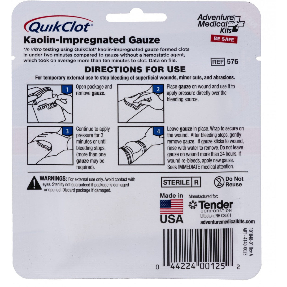 Adventure Medical Kits QuikClot Gauze 3’’ x 2’ 413 Elite First Aid