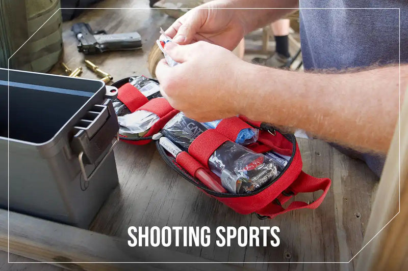 Red tactical first aid kit.